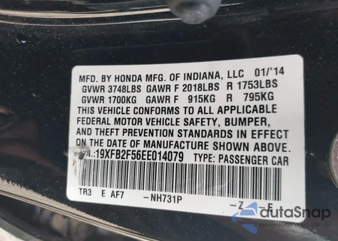 2014 Honda Civic Lx z USA, uszkodzony, nr VIN 19XFB2F56EE014079